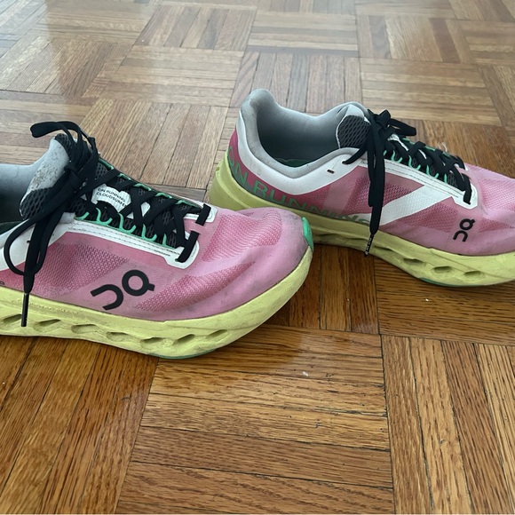 On Running Women's Pink and Yellow Cloudsurfer Next Running Shoes - Picture 8 of 8